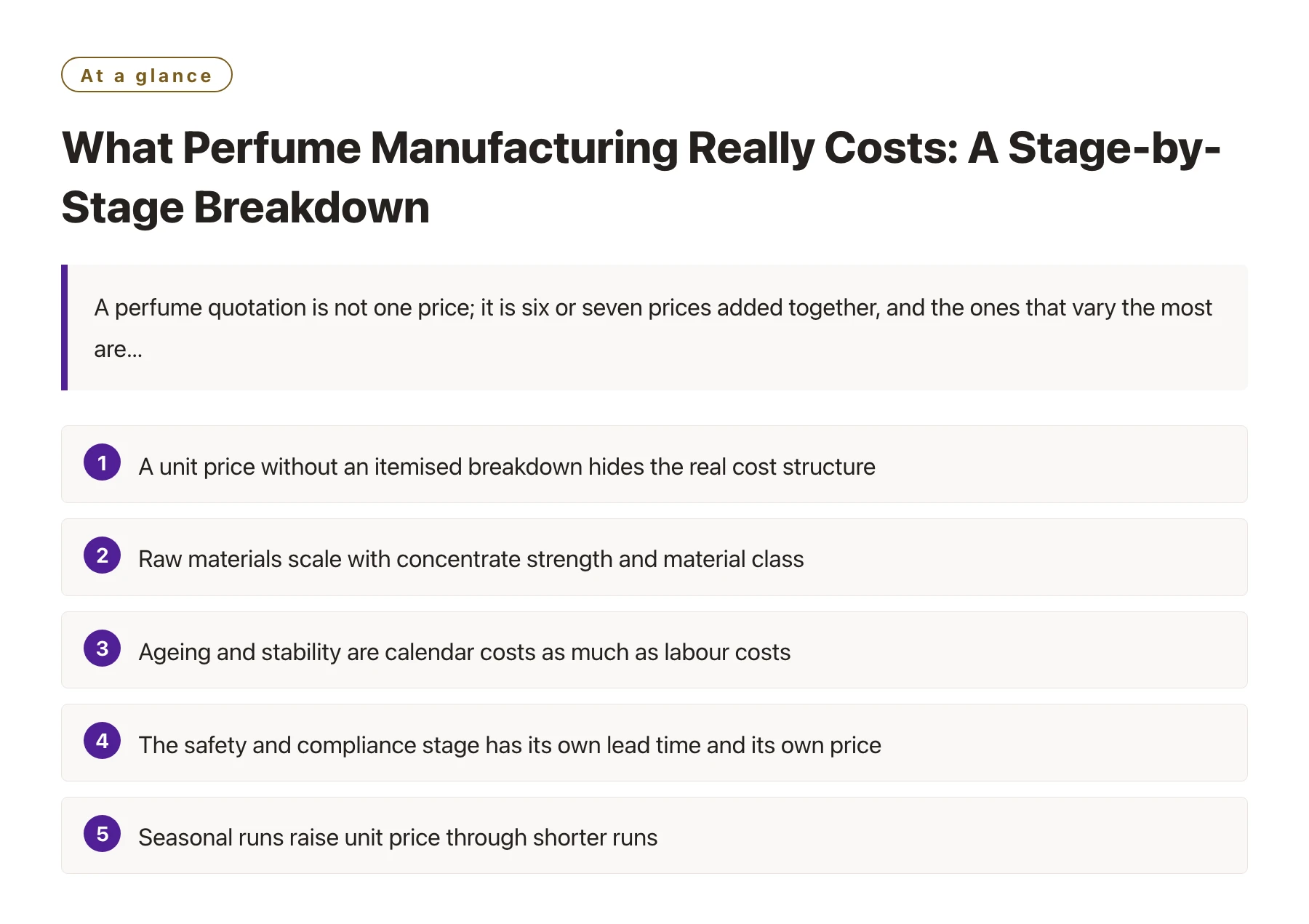What Perfume Manufacturing Really Costs: A Stage-by-Stage Breakdown——全文要点速览